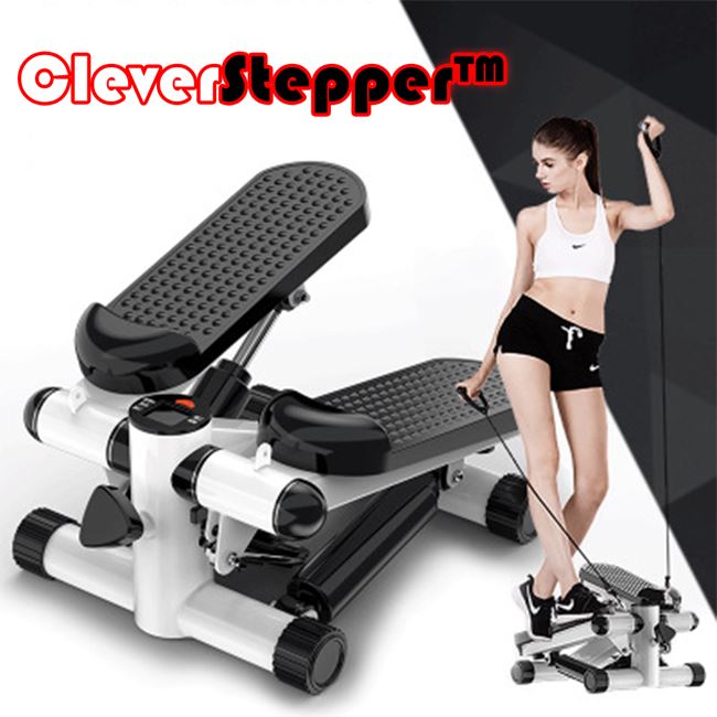 Clever Stepper™- Έξυπνο Stepper Γυμναστικής με Λάστιχα για FULL BODY Άσκηση – Φορητό με Οθόνη ενδείξεων χρόνου, μετρήσης βημάτων, καύσεις θερμίδων – Ρυθμιζόμενη αντίσταση