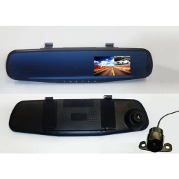 Κάμερα καθρέπτης αυτοκινήτου FHD DVR καταγραφικό πορείας + ευρυγώνια κάμερα οπισθοπορείας  (Thumb 1)