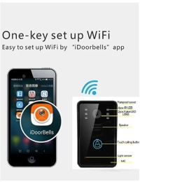 Κάμερα WiFi ενσωματωμένη στο κουδούνι πόρτας - Ειδοποίηση - Εικόνα και συνομιλία από το κι (Thumb 1)