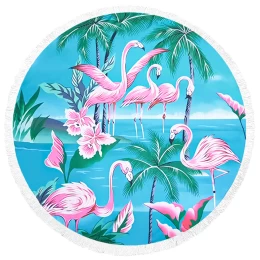 Πετσέτα Θαλάσσης Στρόγγυλη MORSETO Flamingo Τιρκουάζ Φ150 (Thumb 1)