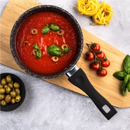 WCSP0009018MBB ΑΝΤΙΚΟΛΛΗΤΙΚΗ ΓΑΛΑΤΙΕΡΑ/SAUCEPAN ΜΕ ΓΥΑΛΙΝΟ ΚΑΠΑΚΙ (1.7Lt) BLACK MARBLE SER (Thumb 10)
