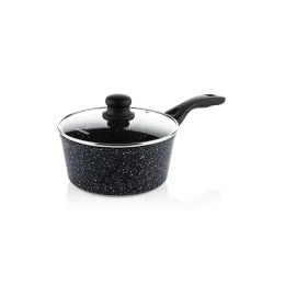 WCSP0009018MBB ΑΝΤΙΚΟΛΛΗΤΙΚΗ ΓΑΛΑΤΙΕΡΑ/SAUCEPAN ΜΕ ΓΥΑΛΙΝΟ ΚΑΠΑΚΙ (1.7Lt) BLACK MARBLE SER (Thumb 18)