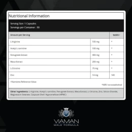 Συμπλήρωμα Διατροφής Ενίσχυσης Πέους Male Formula 90 caps Viaman (Thumb 5)