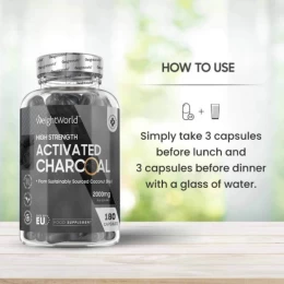 Activated Charcoal 2000mg (180caps) weigth world - Ενεργός Άνθρακας (Thumb 2)