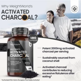 Activated Charcoal 2000mg (180caps) weigth world - Ενεργός Άνθρακας (Thumb 3)