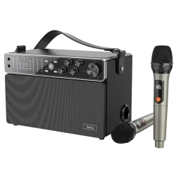 Φορητό Ηχείο Wireless Karaoke BT v5.0 60W 4000mAh Micro-SD 3.5mm και Δύο Ασύρματα Μικρόφων (Thumb 1)