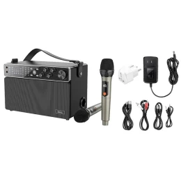 Φορητό Ηχείο Wireless Karaoke BT v5.0 60W 4000mAh Micro-SD 3.5mm και Δύο Ασύρματα Μικρόφων (Thumb 2)