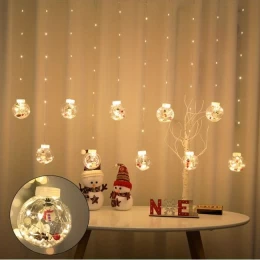 Φωτεινά Λαμπάκια LED 3m με 10 φωτιζόμενες διάφανες μπάλες σε Σειρά - Κουρτίνα (Thumb 2)