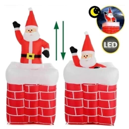 Φουσκωτός διακοσμητικός Άγιος Βασίλης με LED φωτισμό με έξοδο από την καμινάδα ύψους 180cm (Thumb 2)