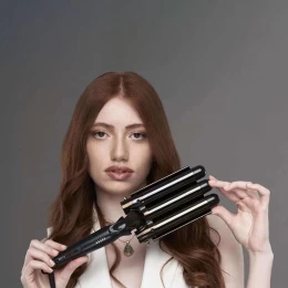 SALON CURL TRIFERRO Επαγγελματικό Τριπλό Ψαλίδι Μαλλιών 25 mm για μπούκλες με Πλάκες Τιταν (Thumb 6)