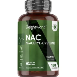 N-Acetyl Cysteine Ν-ακετυλοκυστεΐνη 600mg, 180 Κάψουλες Weightworld (Thumb 1)