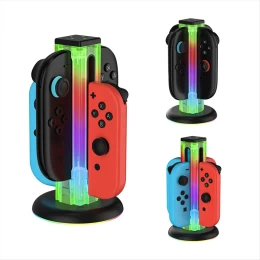 Βάση Φόρτισης 4 σε 1 Nintendo Switch / Switch 2 με LED & Touch JYS NS2318 Transparent (Thumb 1)