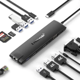  Lemorele TC96 Docking Station 13-σε-1 USB-C Hub 3 Οθονών (Dual 4K HDMI + VGA) Gigabit Eth (Thumb 3)
