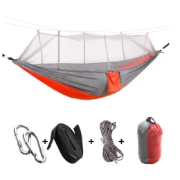  Kepeak Αιώρα Μονή με κουνουπιέρα 260x138cm - Orange-Grey B07L6KK2RT