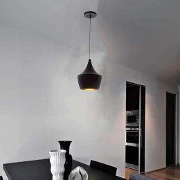 Zeno Black Drop - Κρεμαστό Μονόφωτο E27 Μοντέρνο Μέταλλο Μαύρο Καμπάνα - Μ24 x Π24 x Υ30cm (Thumb 8)