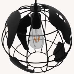 Atlas Sphere - Κρεμαστό E27 Industrial Μέταλλο Μαύρο Πλέγμα - Μ30 x Π30 x Υ30cm (Thumb 5)
