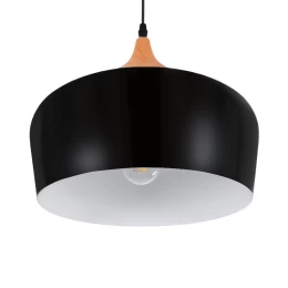 Nordic Black Wood - Κρεμαστό Μονόφωτο E27 Μοντέρνο Μέταλλο-Ξύλο Μαύρο Καμπάνα - Μ35 x Π35  (Thumb 8)