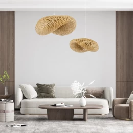 Bamboo Wave - Κρεμαστό Μονόφωτο E27 Boho Μπαμπού Φυσικό Πλέγμα - Μ40 x Π30 x Y18cm (Thumb 7)