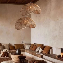 Bamboo Wave - Κρεμαστό Μονόφωτο E27 Boho Μπαμπού Φυσικό Πλέγμα - Μ40 x Π30 x Y18cm (Thumb 8)