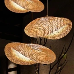 Bamboo Wave - Κρεμαστό Μονόφωτο E27 Boho Μπαμπού Φυσικό Πλέγμα - Μ40 x Π30 x Y18cm (Thumb 9)