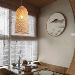 Bamboo Tower - Κρεμαστό Μονόφωτο E27 Boho Μπαμπού Φυσικό Πλέγμα - Μ25 x Π25 x Υ50cm (Thumb 10)