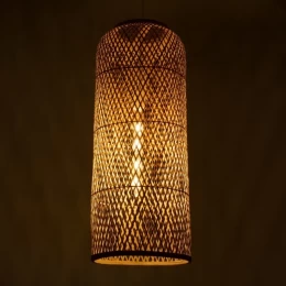 Bamboo Tower - Κρεμαστό Μονόφωτο E27 Boho Μπαμπού Φυσικό Πλέγμα - Μ25 x Π25 x Υ50cm (Thumb 8)