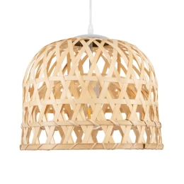 Bamboo Light - Κρεμαστό Μονόφωτο E27 Boho Μπαμπού Φυσικό Πλέγμα - Μ35 x Π35 x Υ22cm (Thumb 2)
