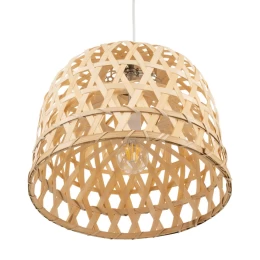 Bamboo Light - Κρεμαστό Μονόφωτο E27 Boho Μπαμπού Φυσικό Πλέγμα - Μ35 x Π35 x Υ22cm (Thumb 3)