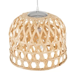 Bamboo Light - Κρεμαστό Μονόφωτο E27 Boho Μπαμπού Φυσικό Πλέγμα - Μ35 x Π35 x Υ22cm (Thumb 4)