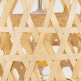 Bamboo Light - Κρεμαστό Μονόφωτο E27 Boho Μπαμπού Φυσικό Πλέγμα - Μ35 x Π35 x Υ22cm (Thumb 5)