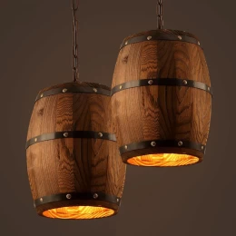 Barrel Light - Κρεμαστό Μονόφωτο E27 Vintage Ξύλο Καφέ Βαρέλι - Μ22 x Π22 x Υ29cm (Thumb 2)
