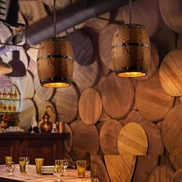 Barrel Light - Κρεμαστό Μονόφωτο E27 Vintage Ξύλο Καφέ Βαρέλι - Μ22 x Π22 x Υ29cm (Thumb 9)