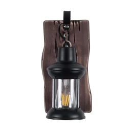 Vintage Lantern - Επιτοίχιο Μονόφωτο E27 Classic Ξύλο - Μέταλλο Καφέ - Μαύρο Φανάρι - Μ15  (Thumb 2)