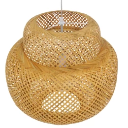 Bamboo Cloud - Κρεμαστό Μονόφωτο E27 Boho Μπαμπού Φυσικό Πλέγμα - Μ56 x Π56 x Υ54cm (Thumb 5)