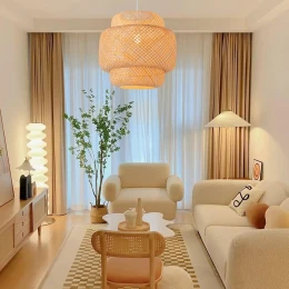 Bamboo Cloud - Κρεμαστό Μονόφωτο E27 Boho Μπαμπού Φυσικό Πλέγμα - Μ56 x Π56 x Υ54cm (Thumb 8)