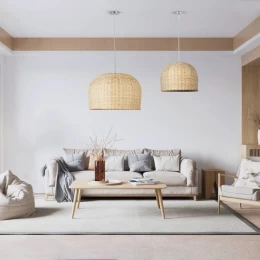 Summer Breeze - Κρεμαστό Μονόφωτο E27 Boho Rattan Φυσικό Καμπάνα - Μ50 x Π50 x Y34cm (Thumb 5)