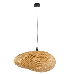 Sunny Shell - Κρεμαστό Μονόφωτο E27 Boho Μπαμπού Φυσικό Πλέγμα - Μ80 x Π55 x Y25cm (Thumb 1)