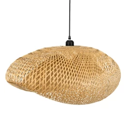 Sunny Shell - Κρεμαστό Μονόφωτο E27 Boho Μπαμπού Φυσικό Πλέγμα - Μ80 x Π55 x Y25cm (Thumb 2)