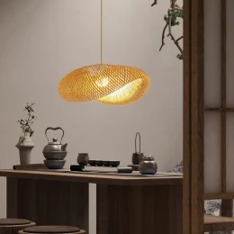 Sunny Shell - Κρεμαστό Μονόφωτο E27 Boho Μπαμπού Φυσικό Πλέγμα - Μ80 x Π55 x Y25cm (Thumb 7)