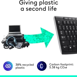 Logitech MK270 - Ασύρματο Σετ Πληκτρολόγιο & Ποντίκι USB - Αγγλικό US - Μαύρο (Thumb 6)