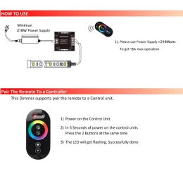 VenCore 6613-10006 - RGB Controller 12-24V 216-432W with RF Remote - Ασύρματο Controller R (Thumb 6)