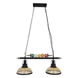 VenCore Billiardo II 6089-10041 - Φωτιστικό Οροφής Δίφωτο Κρεμαστό Μαύρο Μεταλλικό και Μελ (Thumb 1)