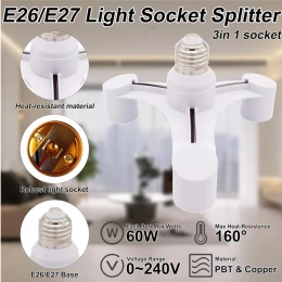VenCore 6373-10014 - 3xE27 Bulb Adaptor 3x60W Max - Αντάπτορας - Μετατροπέας από 1xE27 σε  (Thumb 2)