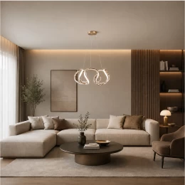 VenCore Nuvia Gold 7741-20033 - Μοντέρνο Κρεμαστό Φωτιστικό Οροφής LED 45W Χρυσό Αλουμίνιο (Thumb 2)