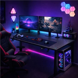 VenCore 2730-10003 - Gaming Desk Adjustable 140x60x72-112cm Black - Μοντέρνο Γραφείο Ρυθμι (Thumb 2)