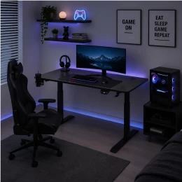 VenCore 2730-10003 - Gaming Desk Adjustable 140x60x72-112cm Black - Μοντέρνο Γραφείο Ρυθμι (Thumb 3)
