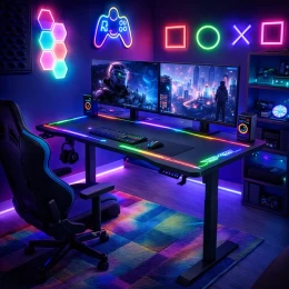 VenCore 2730-10006 - Gaming Desk Adjustable 120x60x72-112cm Black - Μοντέρνο Γραφείο Ρυθμι (Thumb 2)