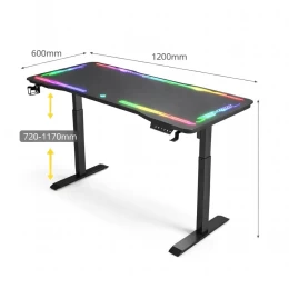 VenCore 2730-10006 - Gaming Desk Adjustable 120x60x72-112cm Black - Μοντέρνο Γραφείο Ρυθμι (Thumb 3)