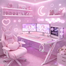 VenCore 2730-10011 - Gaming Desk 140x60x74cm Pink - Μοντέρνο Γραφείο Gaming VenCore Μοριοσ (Thumb 2)