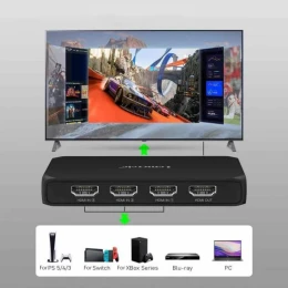  Lemorele G99 HDMI Switch 3-σε-1 με Τηλεχειριστήριο (4K@30Hz/HDMI 2.0/USB-C Τροφοδοσία) Bl (Thumb 2)